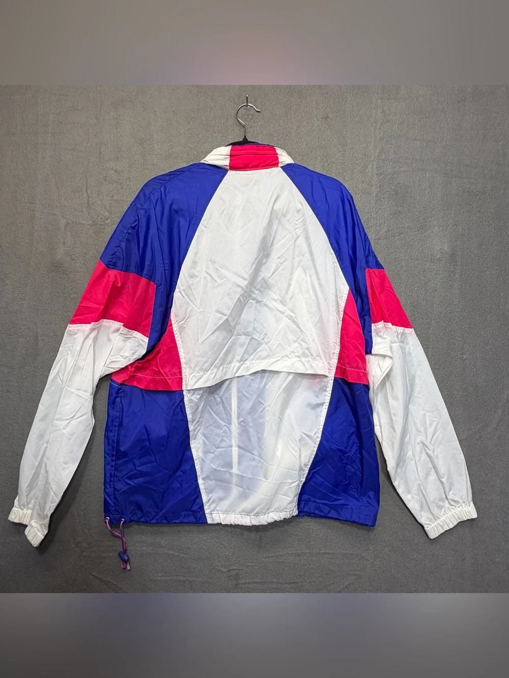 Vintage Nike XL Pink Grey Tag Colorblock Windbreaker Tucked With Hidden Hood